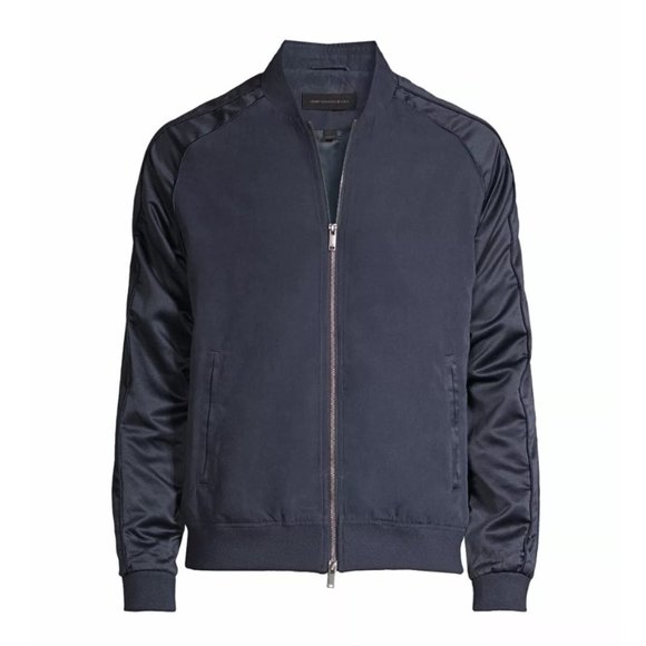 John Varvatos Star USA Men's Long Sleeve Satin Bomber Jacket Pacific Blue - Picture 3 of 8